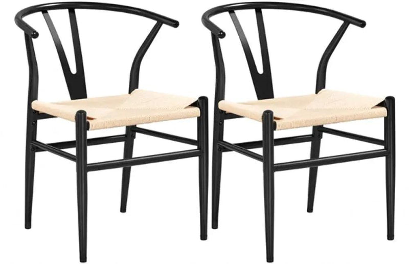 2pcs Modern Chair Y-Shaped Backrest Mid-Century Metal Dining Chair by Yaheetech
