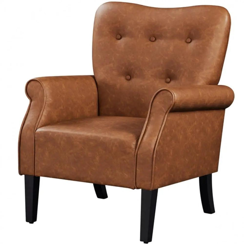 Mid-century Modern Faux Leather Accent Chair Armchair by Yaheetech