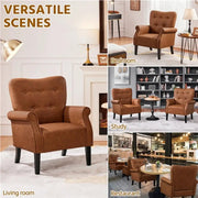 Mid-century Modern Faux Leather Accent Chair Armchair by Yaheetech