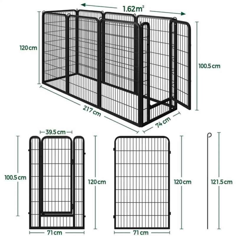 120cm Tall 8 Panels Dog Playpen Panels Foldable Metal Pet Fence by Yaheetech