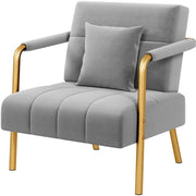 Velvet Accent Armchair with Cozy Pillow by Yaheetech