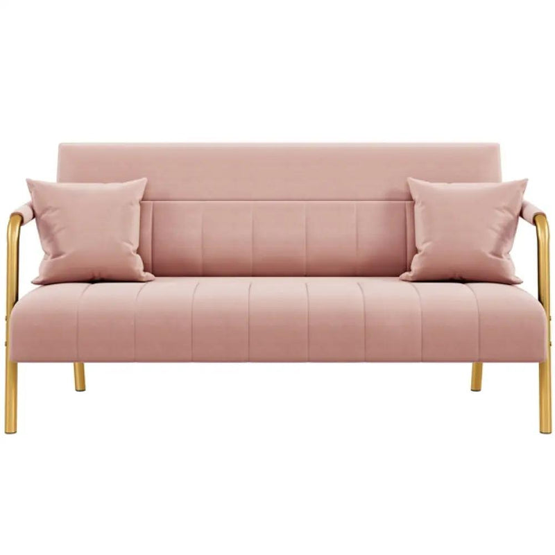 Upholstered Sofa Couch with Gold-tone Metal Arms and Legs by Yaheetech