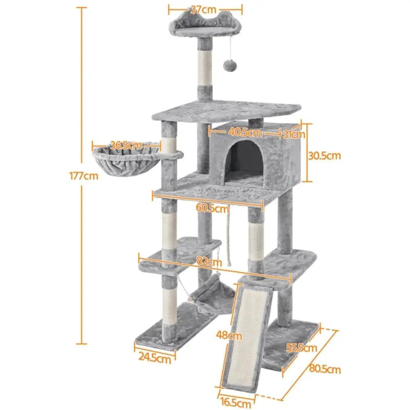 70″ Tall Multilevel Cat Tree Large Cat Tower with Condo & Perch & Basket by Yaheetech