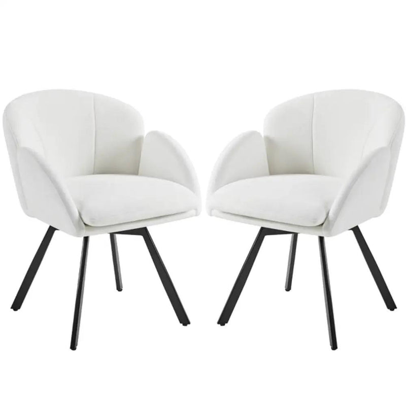 Flower-shaped Chenille Accent Armchair Contemporary Swivel Chair by Yaheetech