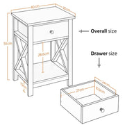 Pack of 2 Improved Quality Wood X Shape Bedside End Table Storage Cabinet Night Stand by Yaheetech