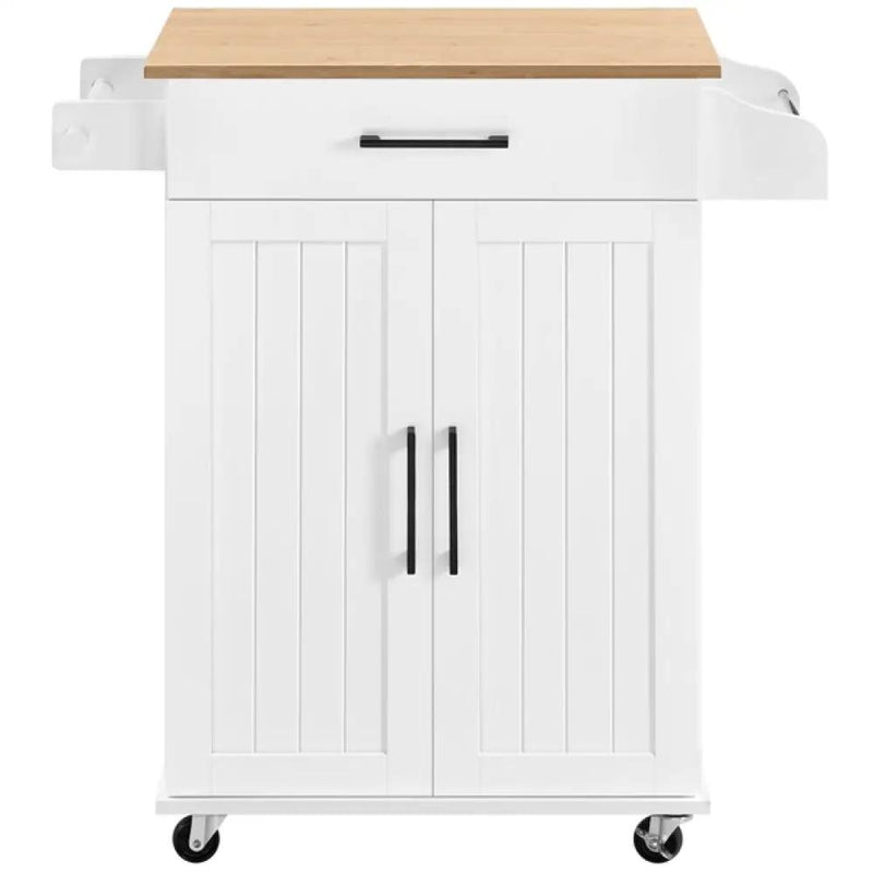Kitchen Island Cart with Spice Rack Storage Rolling Kitchen Cart by Yaheetech