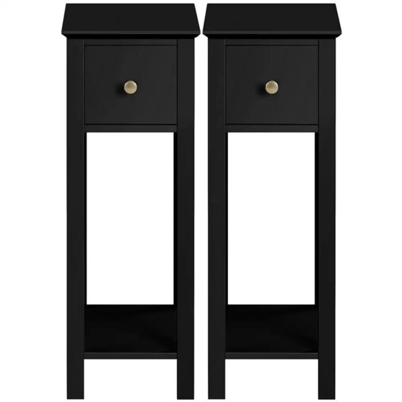 Slim Bedside Tables Set of 2 End Tables With Storage Drawers by Yaheetech