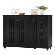 Louvered Door 4 Tier Shoe Storage Cabinet 3-Door Wide Shoe Rack by Yaheetech
