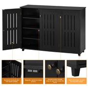 Louvered Door 4 Tier Shoe Storage Cabinet 3-Door Wide Shoe Rack by Yaheetech