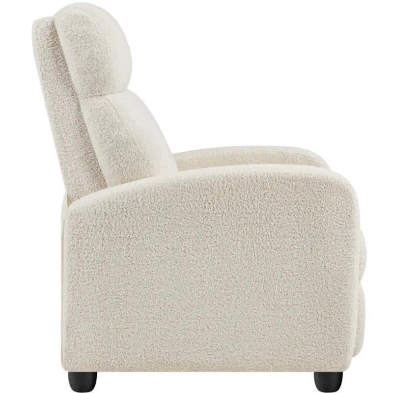 Upholstered Recliner Boucle Recliner Sofa Adjustable Modern Single Reclining Chair by Yaheetech