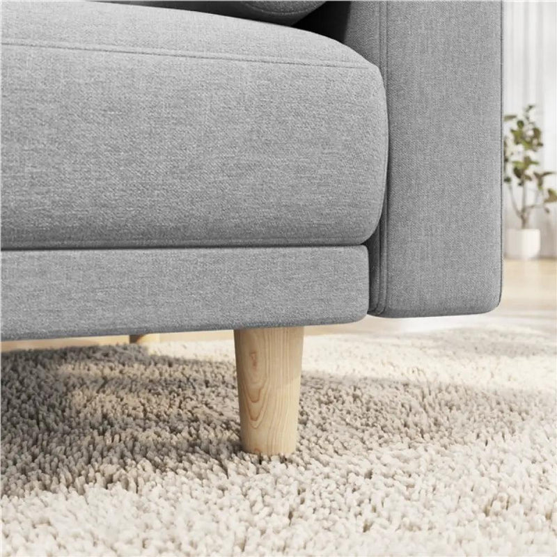 Button-tufted Fabric 3-Seater Sofa Bed W/ 2 Bolster Pillows by Yaheetech