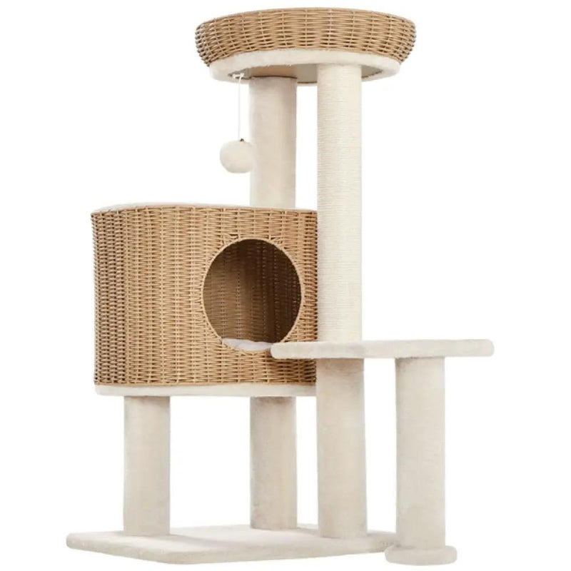 36″ Tall Rattan Cat Tree Cat House Cat Tower by Yaheetech