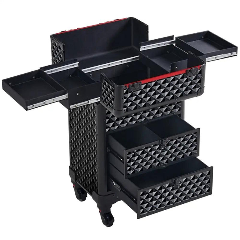 Professional Rolling Makeup Train Case with Drawers by Yaheetech