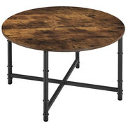 80cm Rustic Round Coffee Table Minimal Vintage Industrial Coffee Table by Yaheetech
