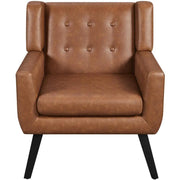 Button Tufted Armchair with Solid Wood Legs by Yaheetech