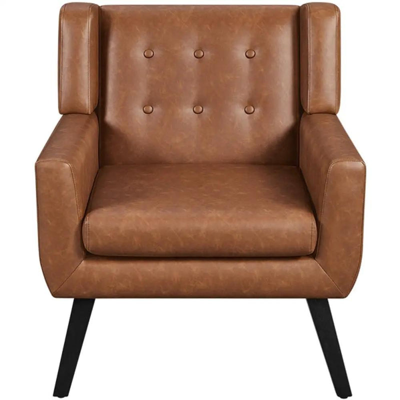 Button Tufted Armchair with Solid Wood Legs by Yaheetech