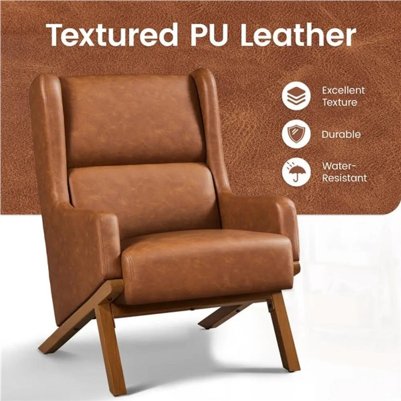 High Back PU Leather Accent Armchair by Yaheetech