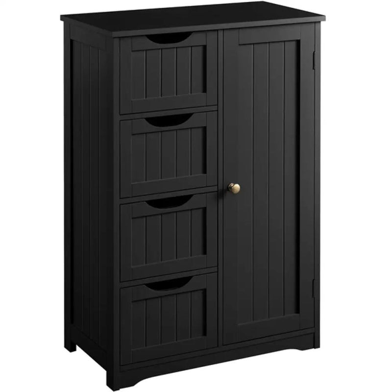 Wooden Bathroom Cabinet 4 Drawers & Cupboard Bathroom Storage Unit by Yaheetech