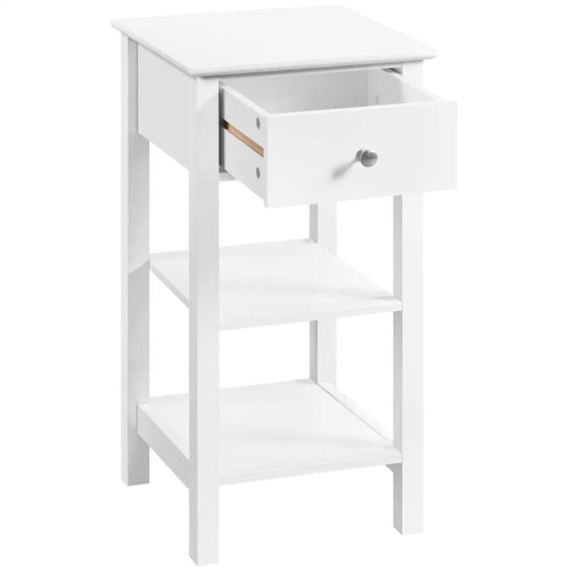 Narrow Bedside Table Nightstand with 1 Drawer 2 Shelves by Yaheetech