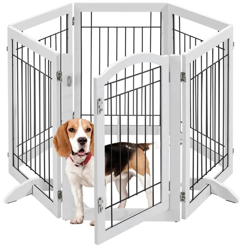 6-Panel Pet Puppy Safety Fence with 3 Support Feet by Yaheetech