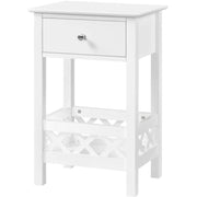 Farmhouse Bedside Table with 1 Drawer 1 Shelf with Fence by Yaheetech