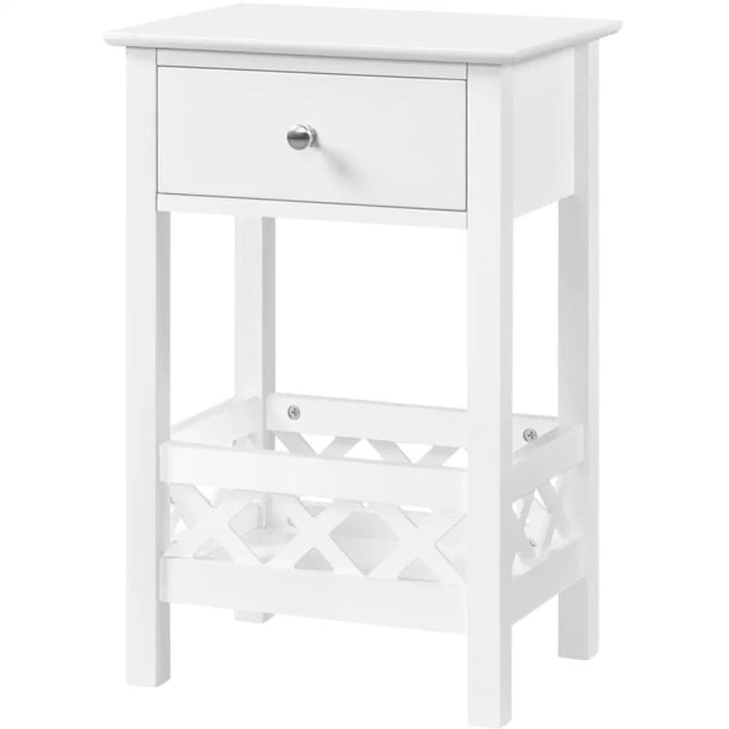Farmhouse Bedside Table with 1 Drawer 1 Shelf with Fence by Yaheetech
