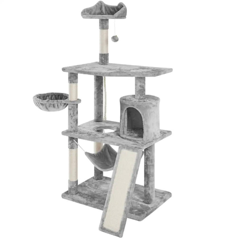 Deluxe Multi Level Cat Tree Condo with Basket & Hammock by Yaheetech
