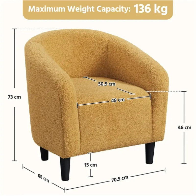 Boucle Club Chair Accent Barrel Chair by Yaheetech