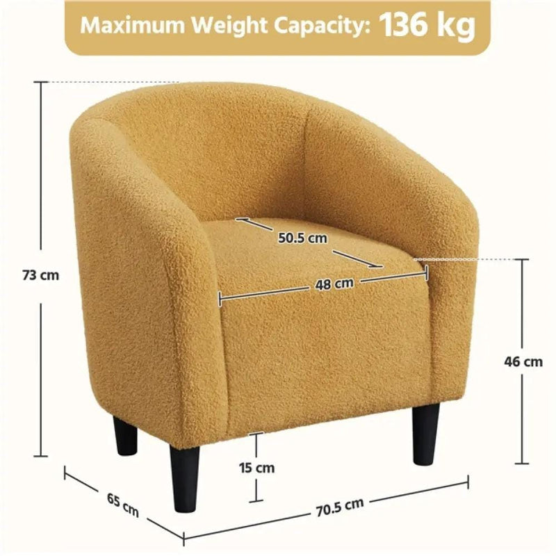 Yaheetech Boucle Club Chair Accent Barrel Chair Boucle Club Chair Accent Barrel Chair