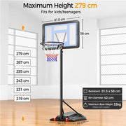 7.2-9.2FT Height-Adjustable Basketball Hoop System by Yaheetech