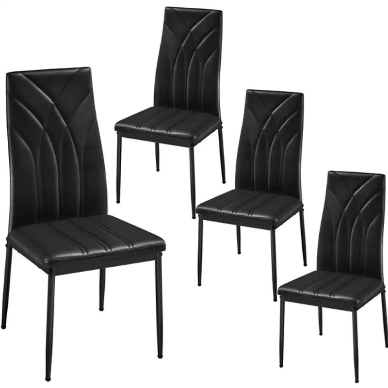 Set of 4 High Back Dining Chairs Upholstered Kitchen Chairs by Yaheetech