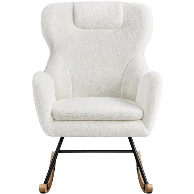 Boucle Upholstered Armchair Rocking Chair by Yaheetech