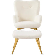 Boucle Accent Chair and Ottoman by Yaheetech