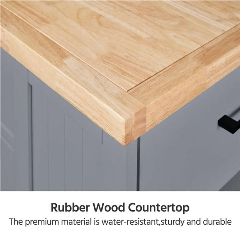 Wooden Kitchen Island Kitchen Cart Kitchen Trolley by Yaheetech