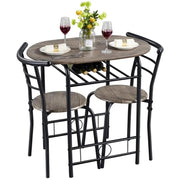 3 Piece Dining Set Round Dining Table Set by Yaheetech