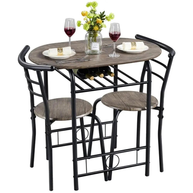 3 Piece Dining Set Round Dining Table Set by Yaheetech
