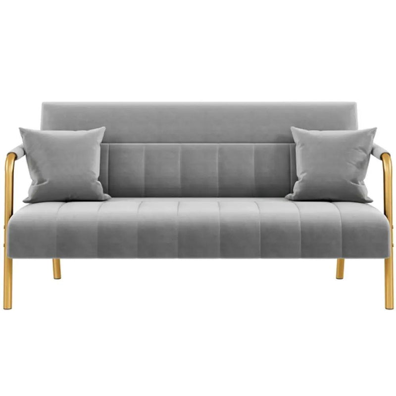 Yaheetech Upholstered Sofa Couch with Gold-tone Metal Arms and Legs Upholstered Sofa Couch with Gold-tone Metal Arms and Legs