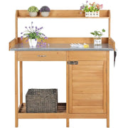 Outdoor Garden Potting Bench Table Work Bench Metal Tabletop by Yaheetech