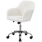 Modern Boucle Desk Chair Computer Chair Computer Chair Ivory by Yaheetech