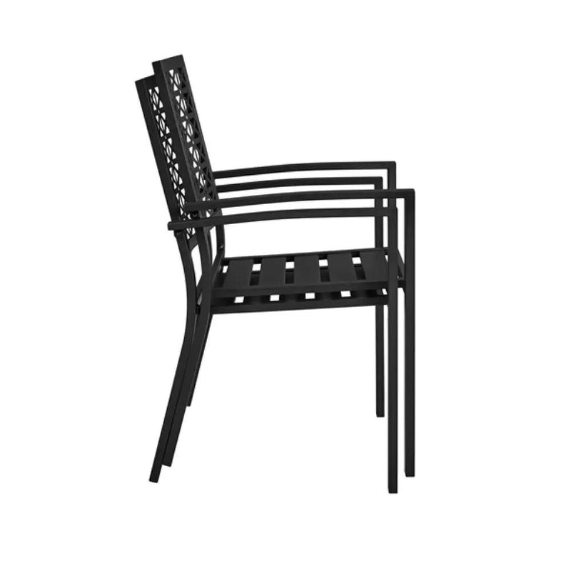 Set of 2 Outdoor Patio Dining Chairs with Armrests Modern Steel Bistro Chairs by Yaheetech