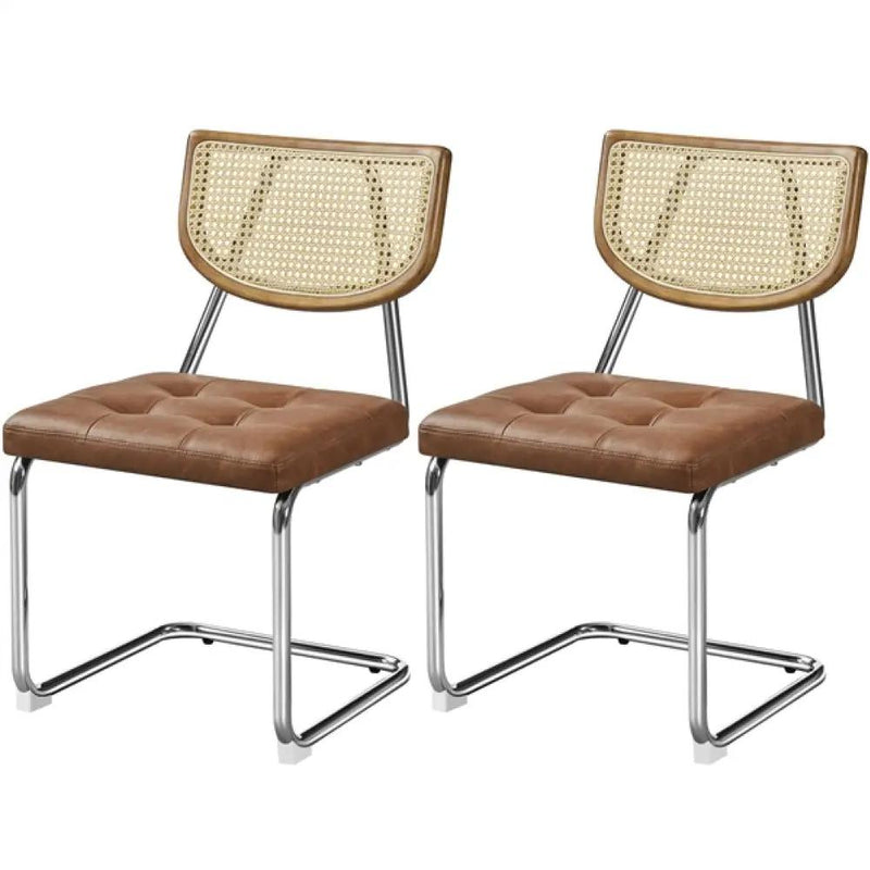 6PCS Mid-Century Modern Dining Chairs with Mesh Rattan Back by Yaheetech
