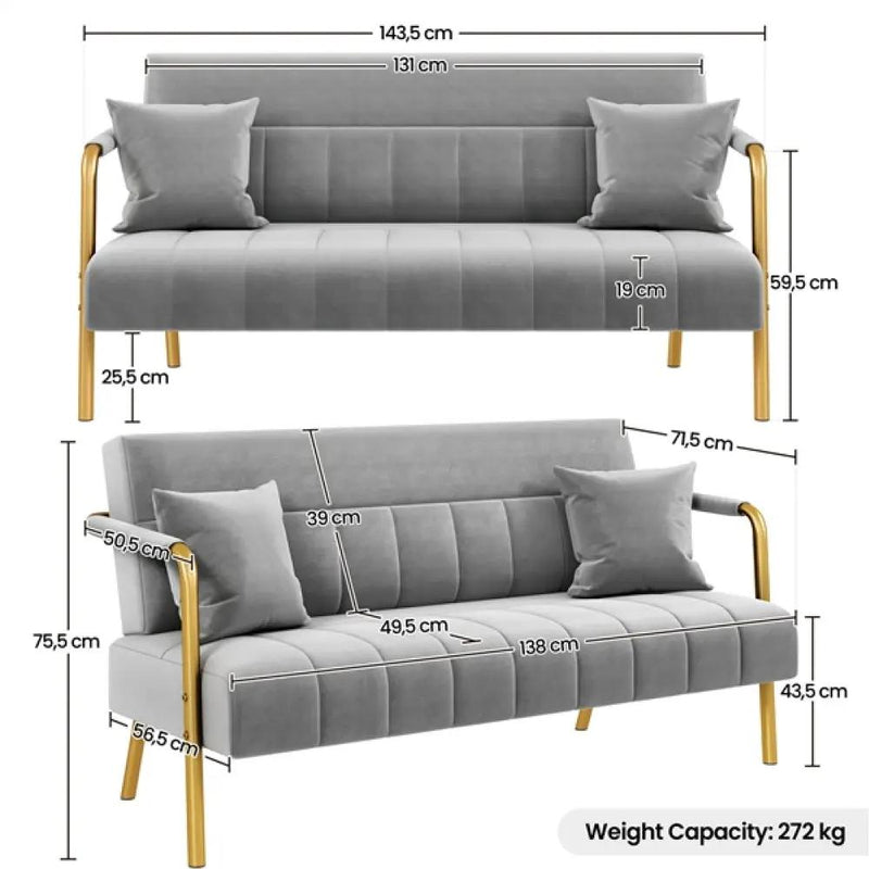 Velvet Upholstered Sofa Couch + Accent Armchair Lounge Chair by Yaheetech
