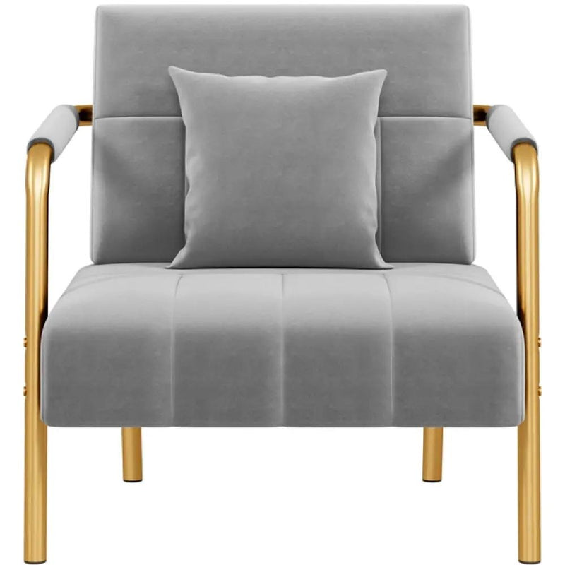 Velvet Upholstered Sofa Couch + Accent Armchair Lounge Chair by Yaheetech