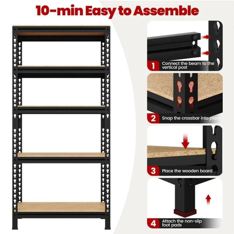 2pcs 5-Tier Utility Shelves Adjustable Metal Shelving Units by Yaheetech