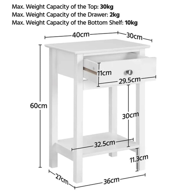 2pcs Improved Quality Wood Bedside End Table Storage Cabinet Night Stand by Yaheetech