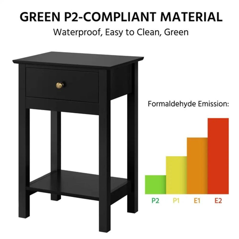 2x Wood Side Table End Table Storage Cabinet Night Stand by Yaheetech
