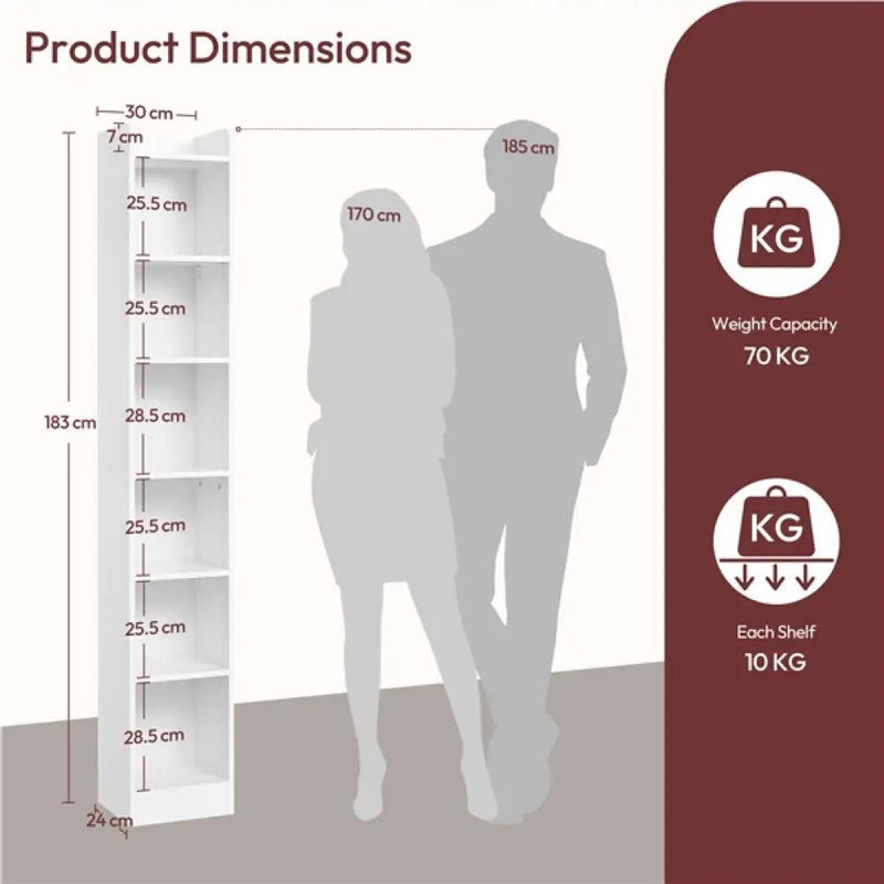 7-layer Narrow Open Shelf Bookshelf by Yaheetech