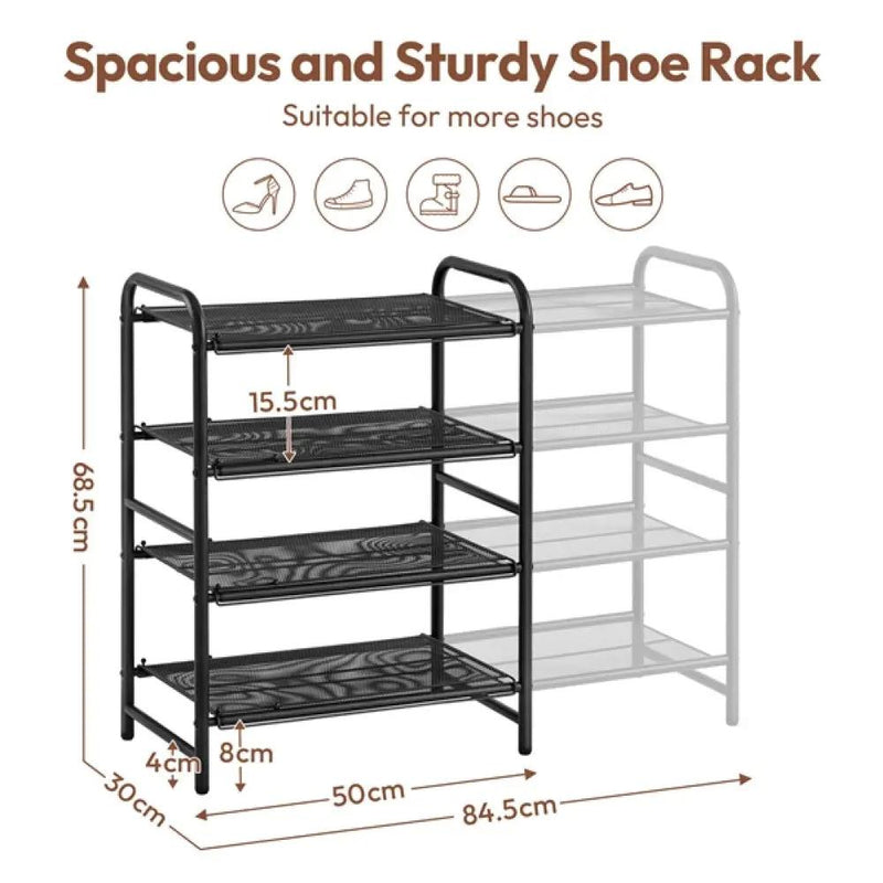 4-Tier Expandable Iron Shoe Rack by Yaheetech