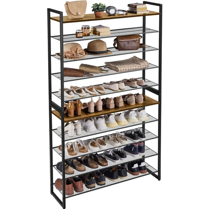 10-Tier Iron Shoe Rack Organizer by Yaheetech