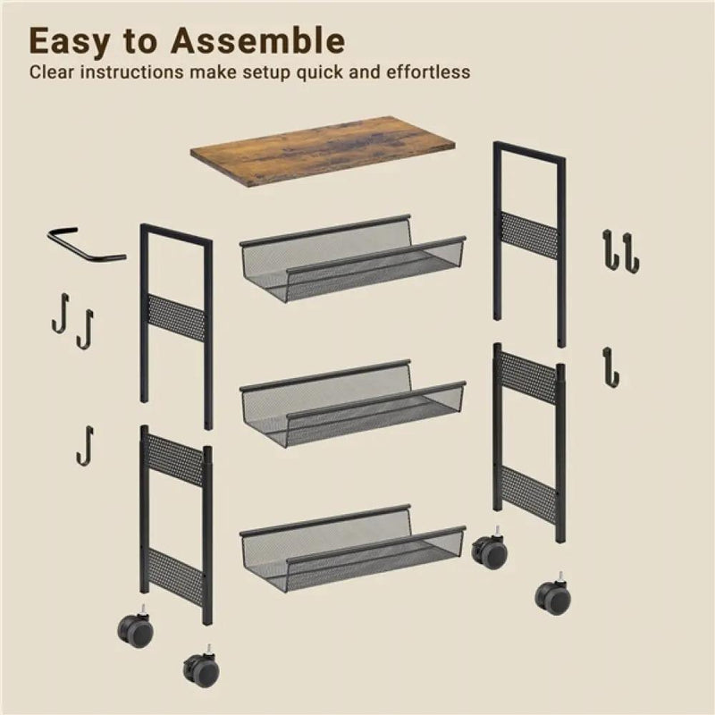 4-Tier Storage Trolley Kitchen Trolley by Yaheetech